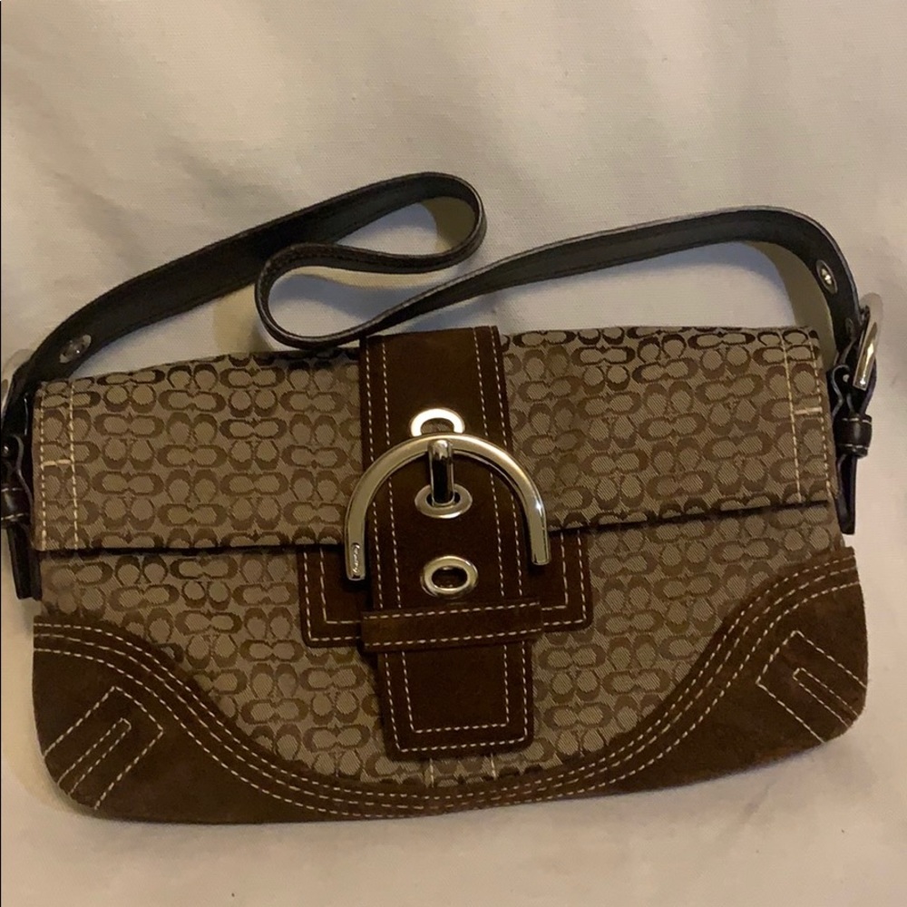 Brown Coach baguette purse